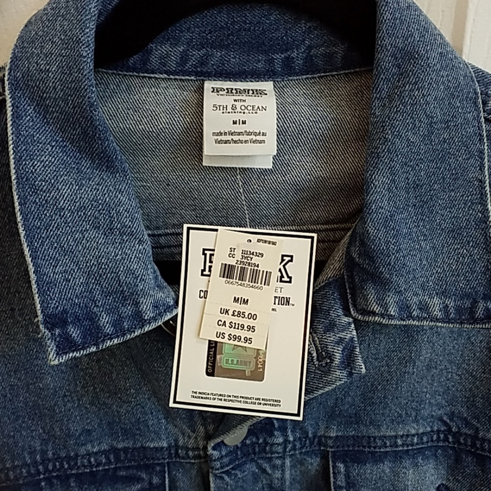 NWT VS Pink US Army Denim Jean Jacket - Picture 3 of 6